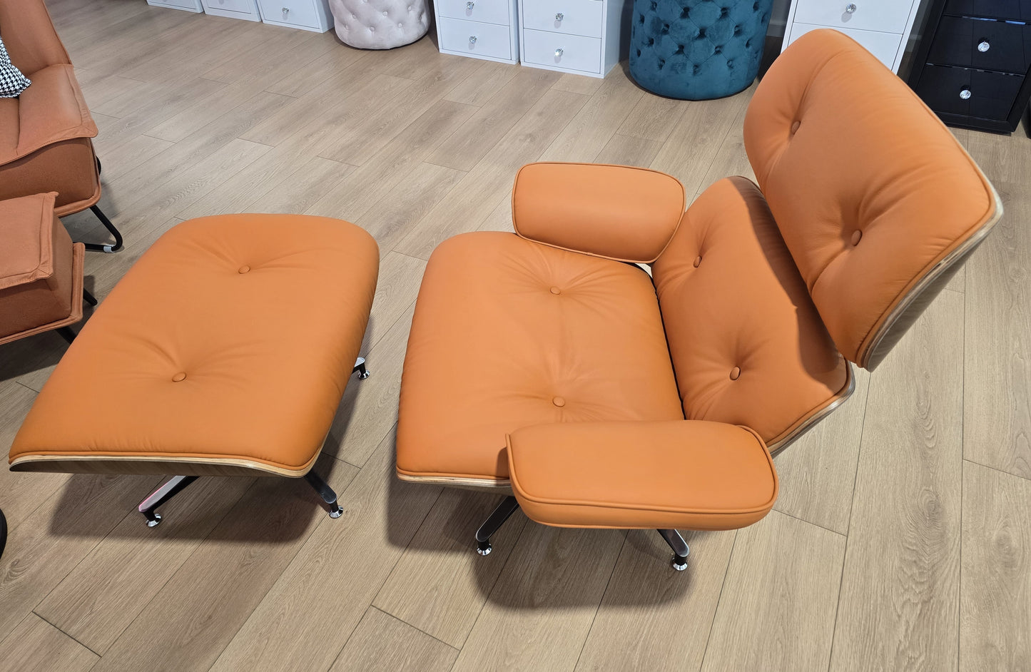 Luxor Eames Replica Leather Lounge Chair & Ottoman Set