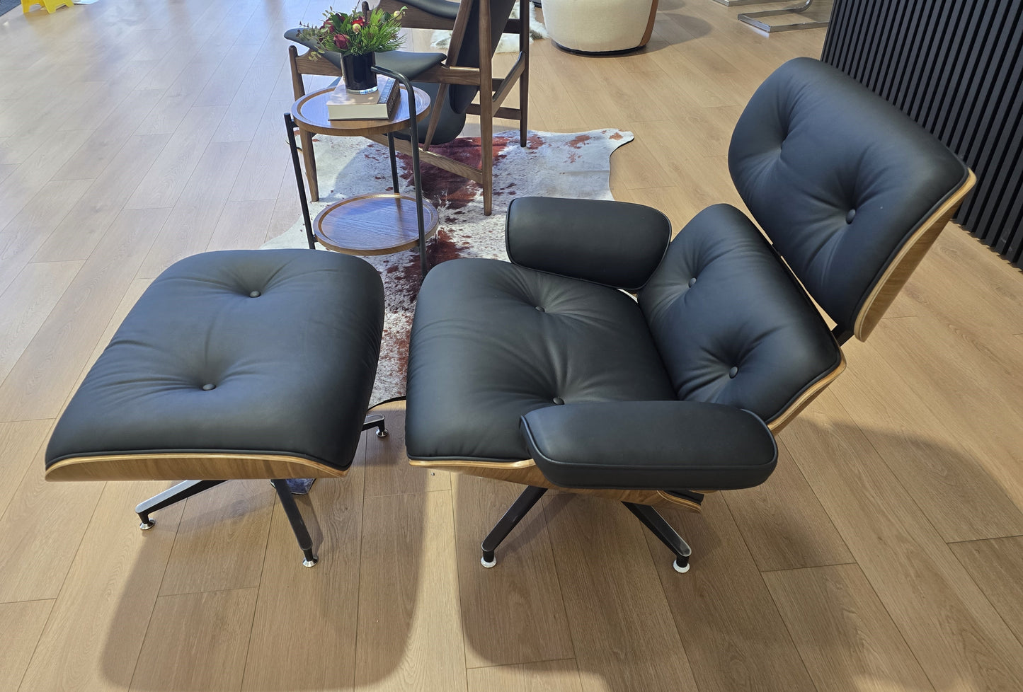 Luxor Eames Replica Leather Lounge Chair & Ottoman Set