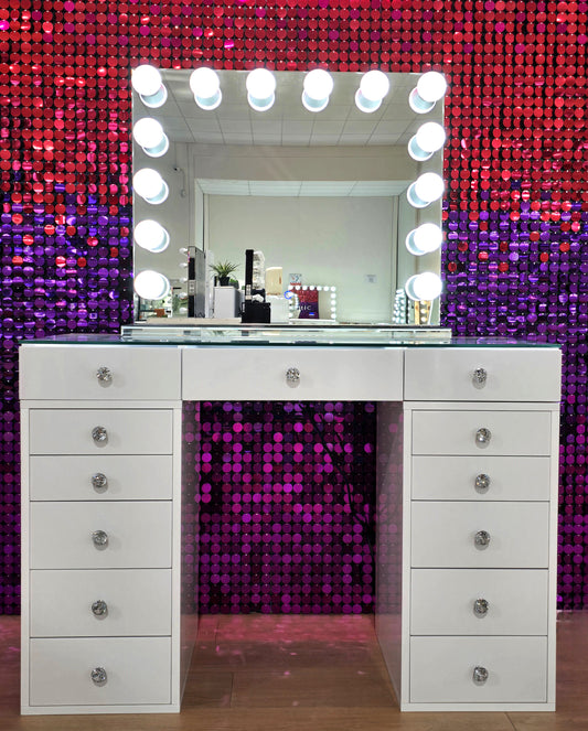 HIGH QUALITY - Mini MILA ROSE Beauty Station + Large Valentina Makeup Mirror with Lights