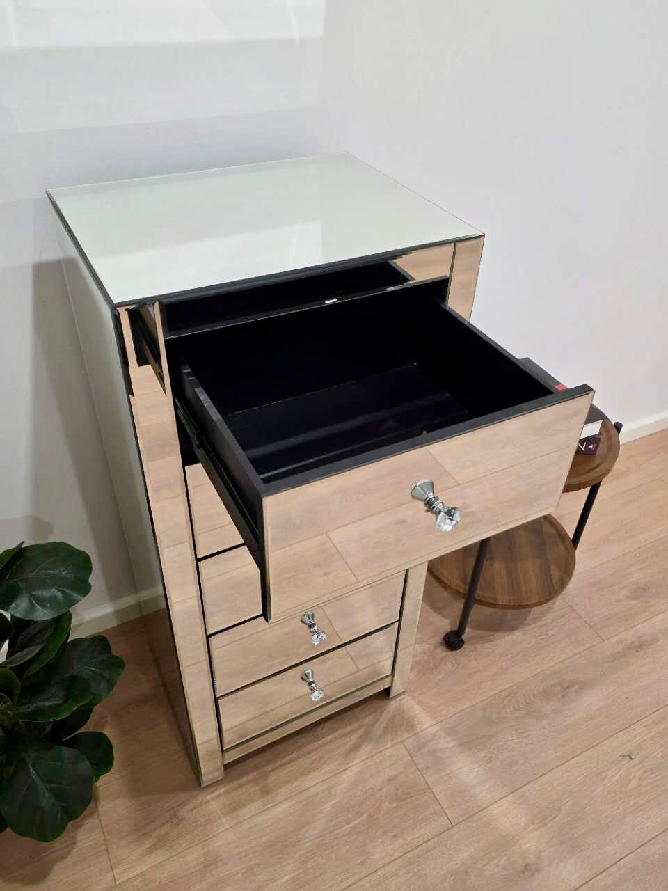 Stock Clearance - 5 Drawers Mirrored Tallboy / Side Drawers