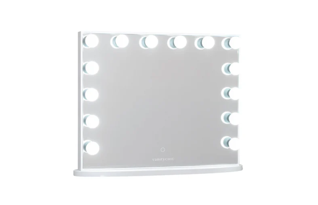 HIGH QUALITY - Mini Coco Makeup Table with Clear Glass Top + YSABEL Hollywood Makeup Mirror