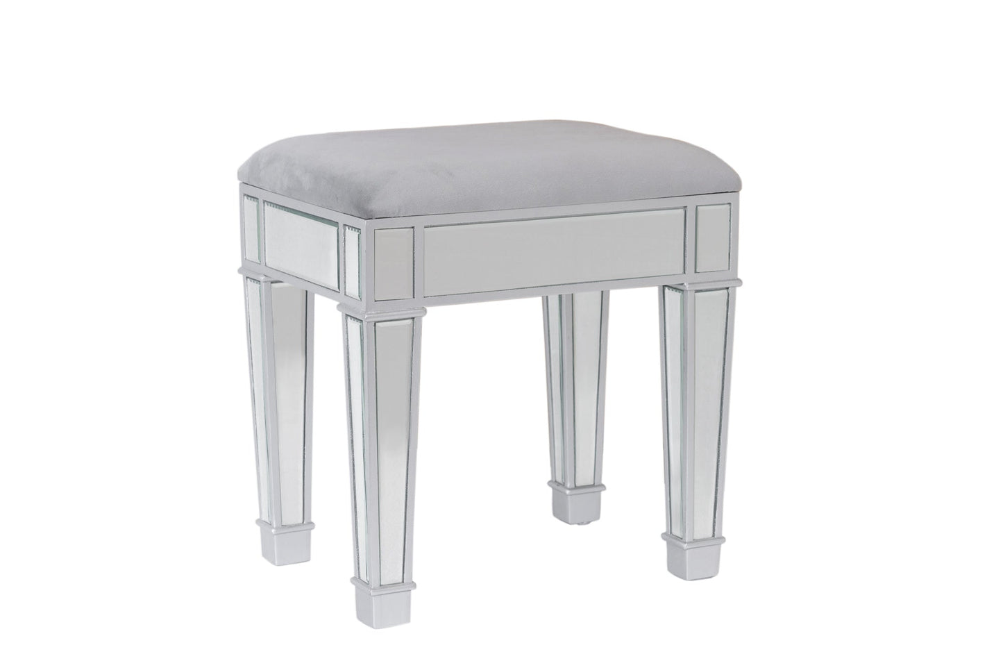 Package Sale: L150cm Mirrored Beauty Station with Clear Glass Top + XL DiamondX Makeup Mirror with Sensor Dimmer/Tri-Lighting + Mirrored Stool