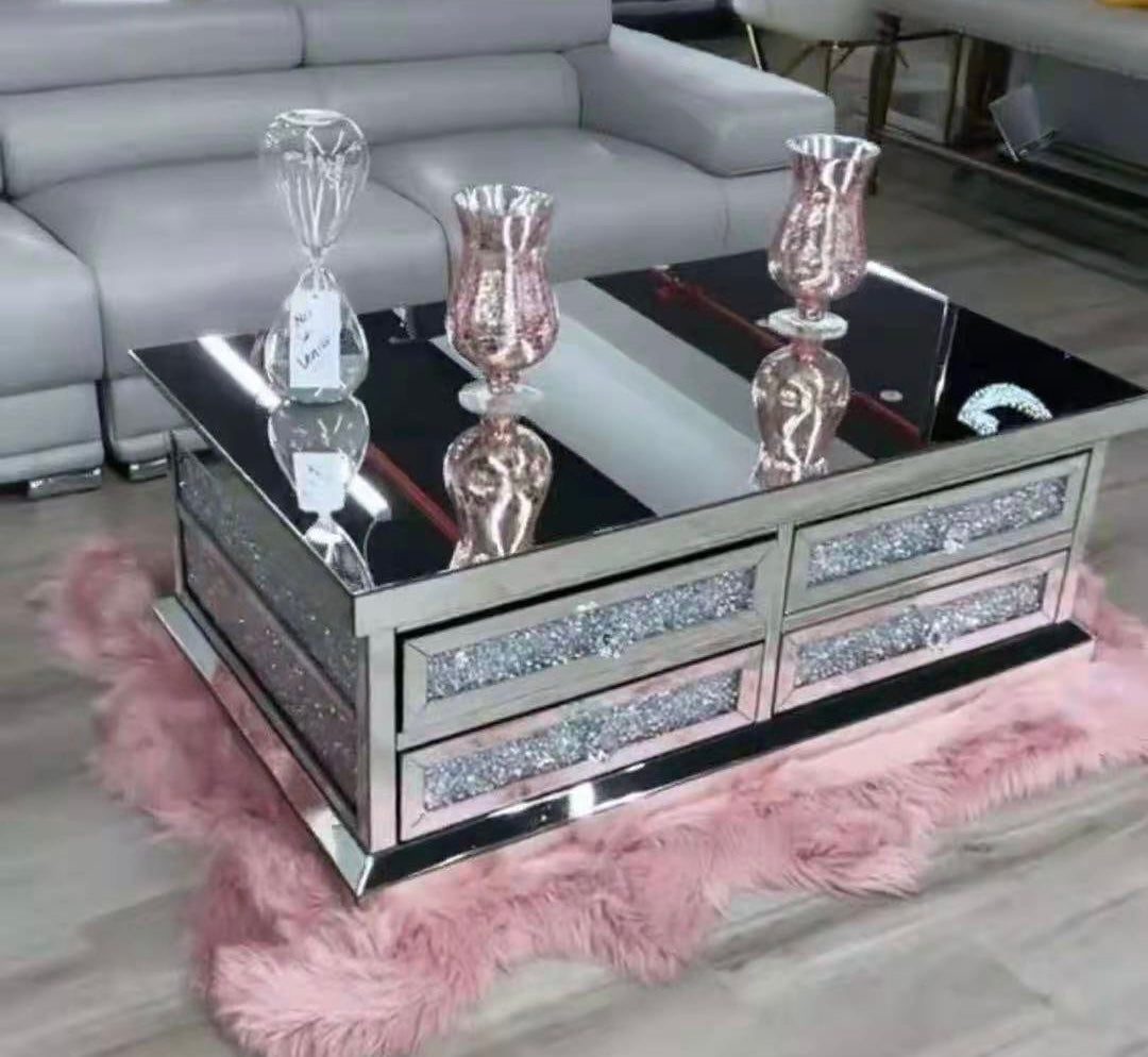 CLEARANCE! 8 Drawers Coffee Table with Crushed Diamonds