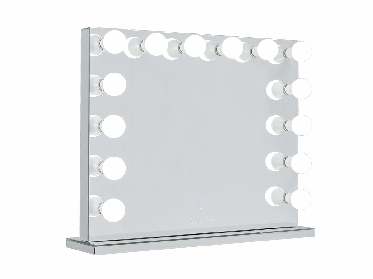 Frameless Hollywood Mirror with 2 Drawer Vanity Vanity Chic Mirrors