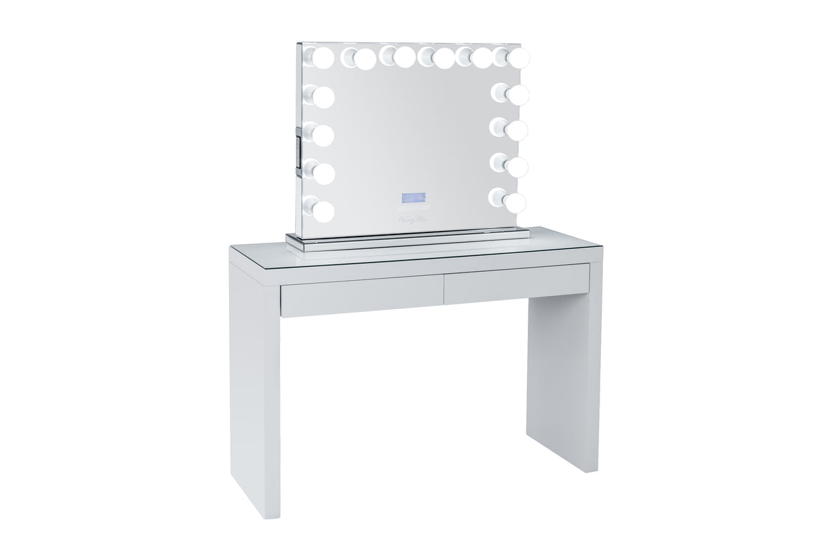 Frameless Hollywood Mirror with 2 Drawer Vanity Vanity Chic Mirrors