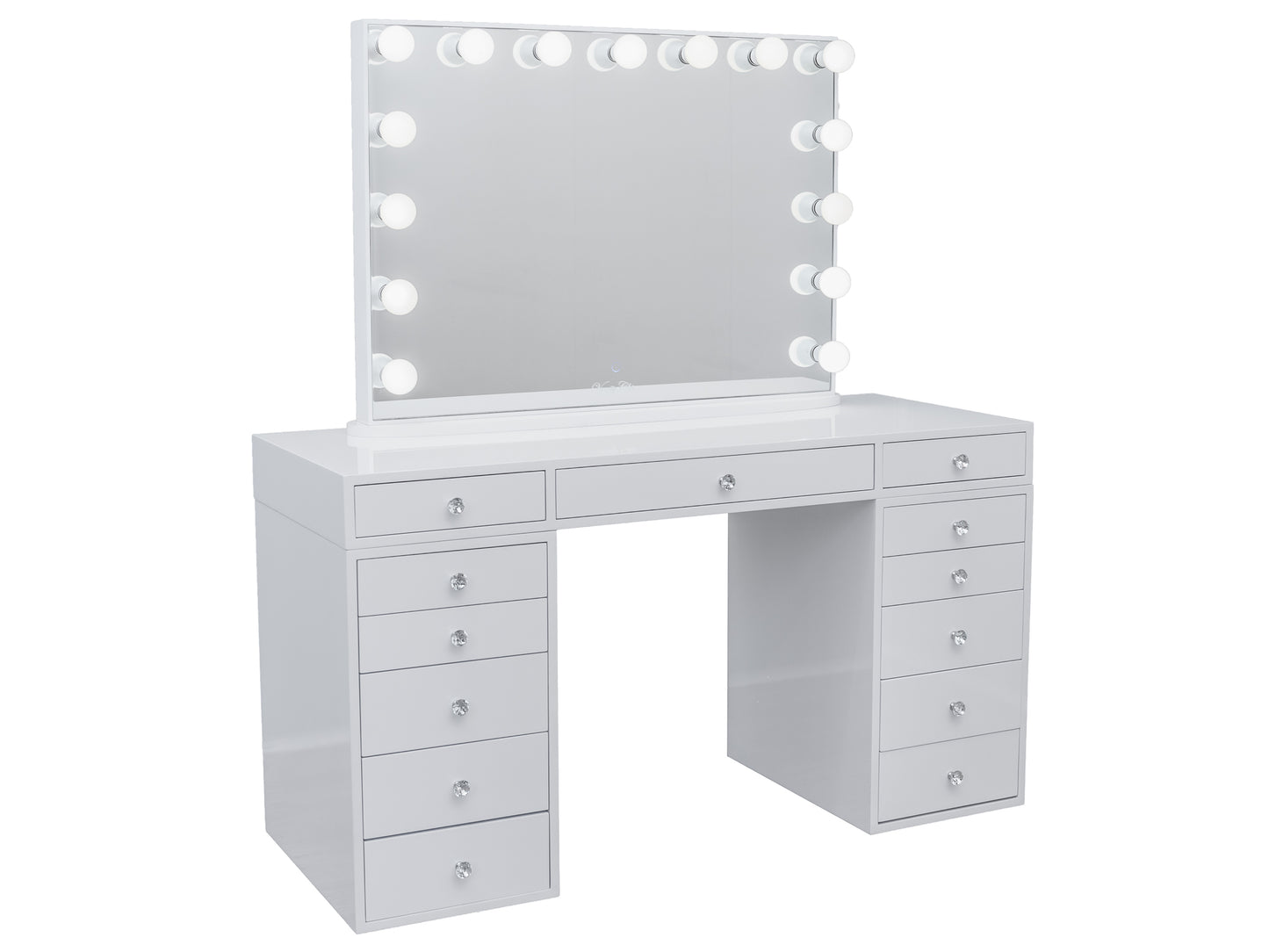 HIGH QUALITY - SUNDAY ROSE Beauty Station (Non glass top table) + XL YSABEL Makeup Mirror with LED Lights