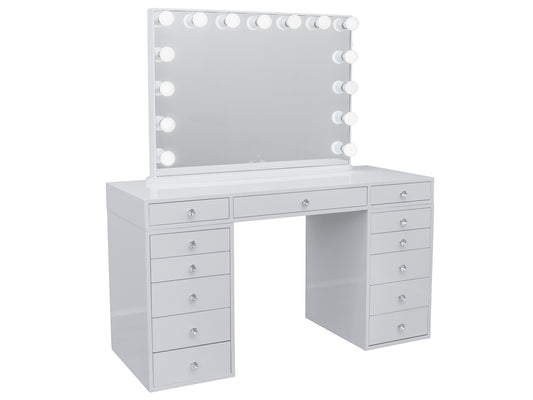 HIGH QUALITY - SUNDAY ROSE Beauty Station (Non glass top table) + XL YSABEL Makeup Mirror with LED Lights