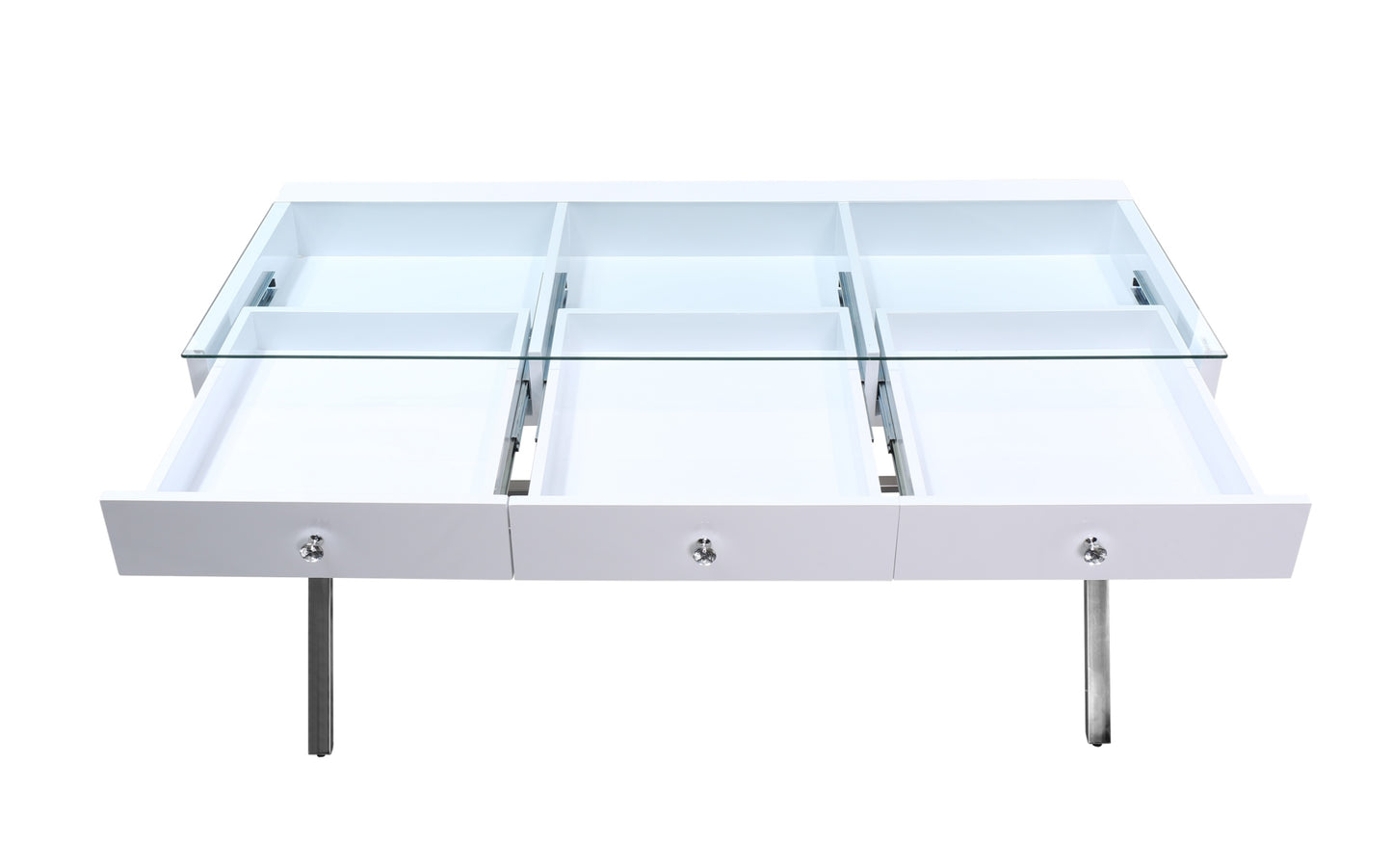 High Quality - 3 Drawers Coco Makeup Table with Clear Glass Top