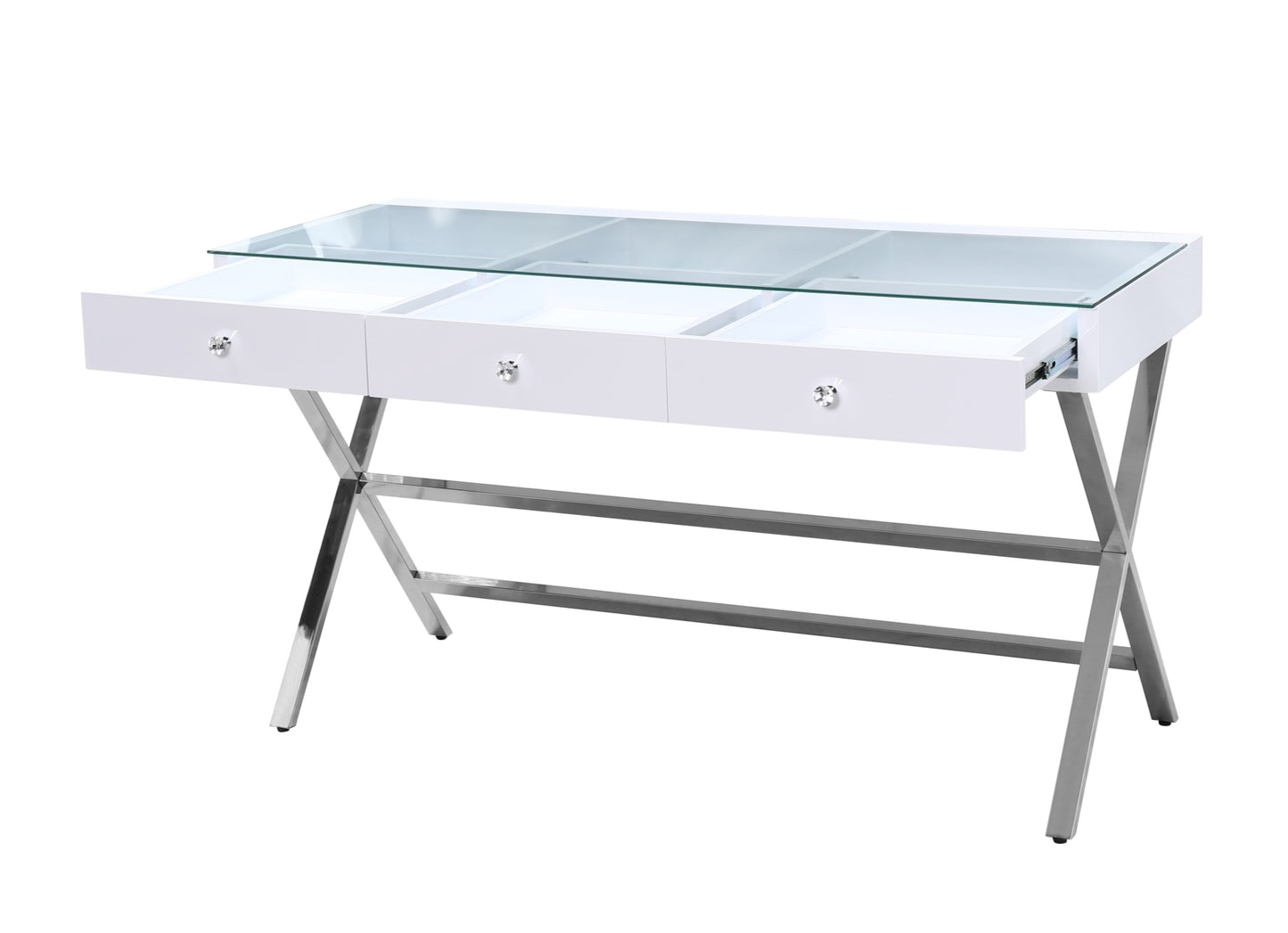 High Quality - 3 Drawers Coco Makeup Table with Clear Glass Top