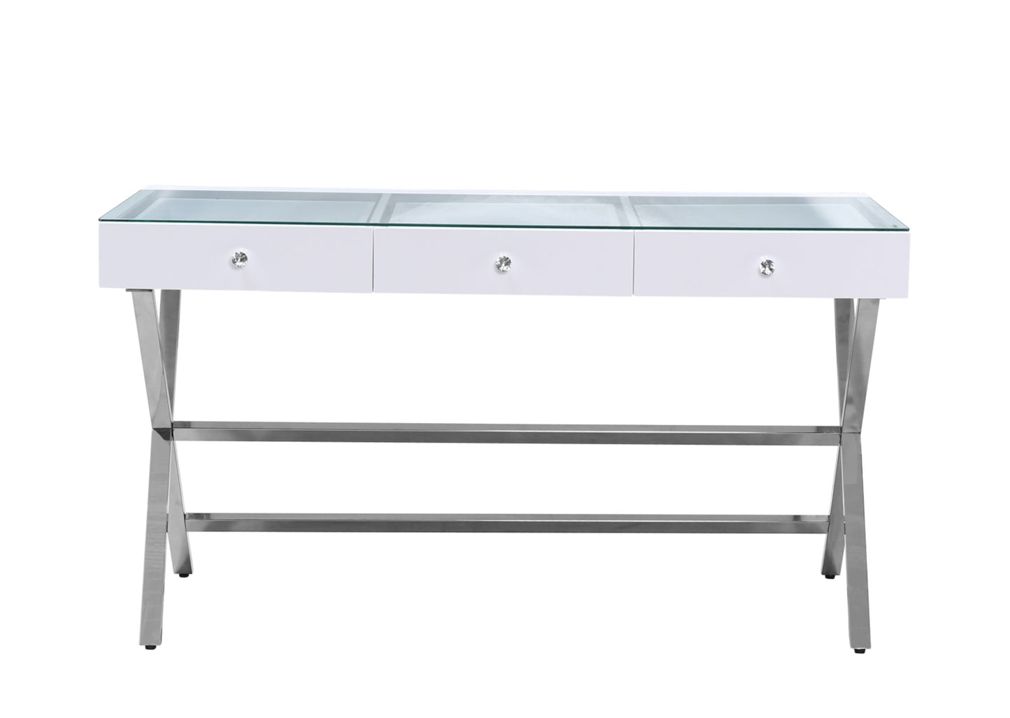 High Quality - 3 Drawers Coco Makeup Table with Clear Glass Top