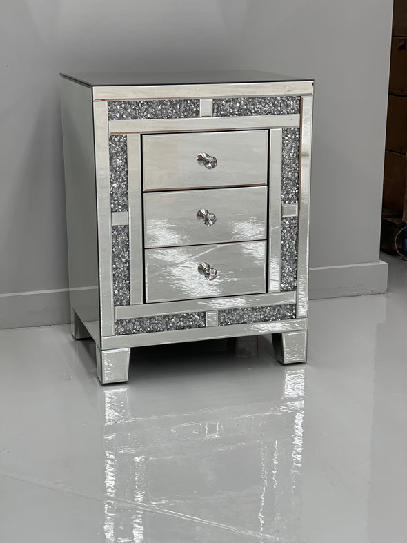 2 x 3 Drawers Crushed Diamond Bedside Table