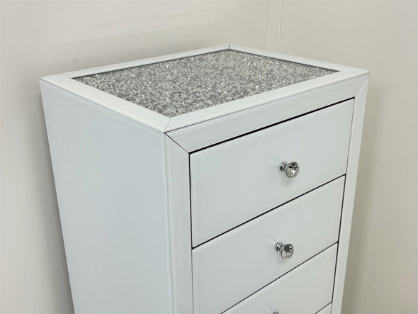 7 Drawers Mirrored Tallboy with Crystal Top
