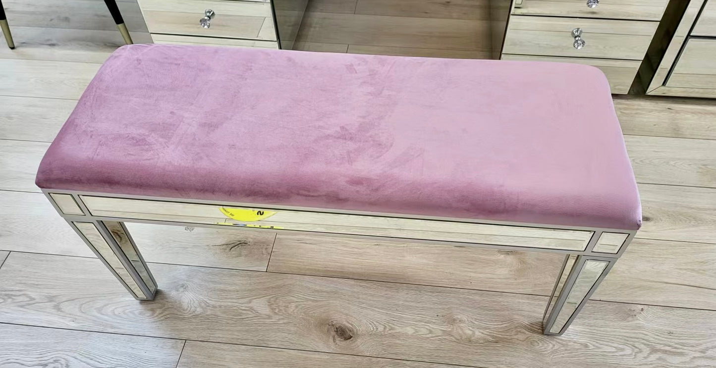 Long Mirrored Makeup Stool