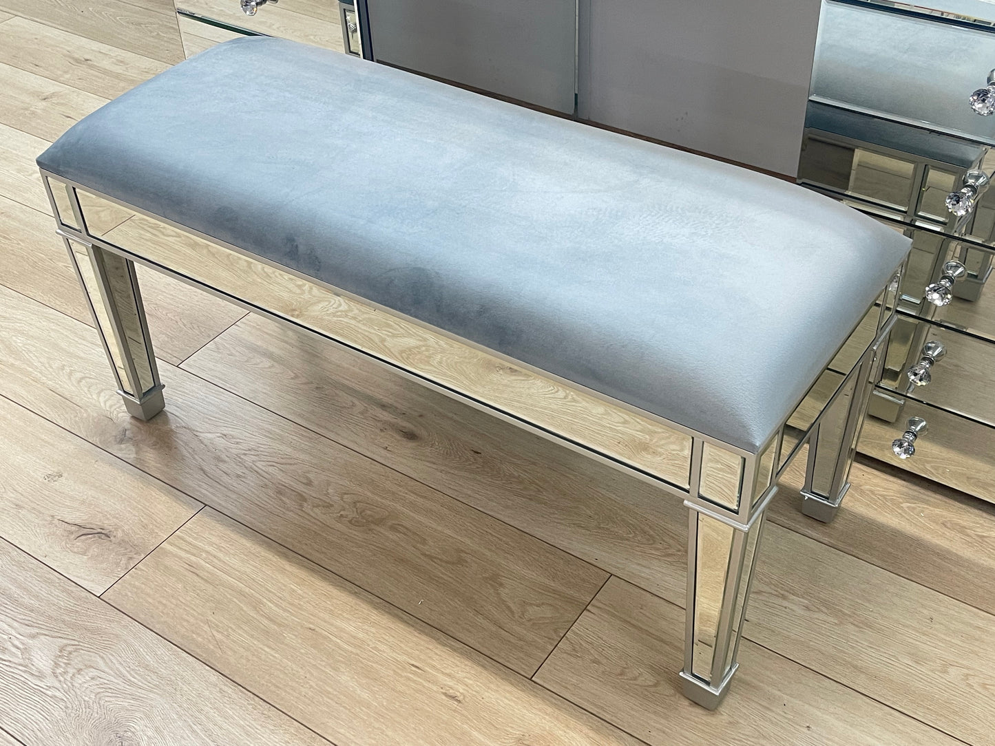 Long Mirrored Makeup Stool