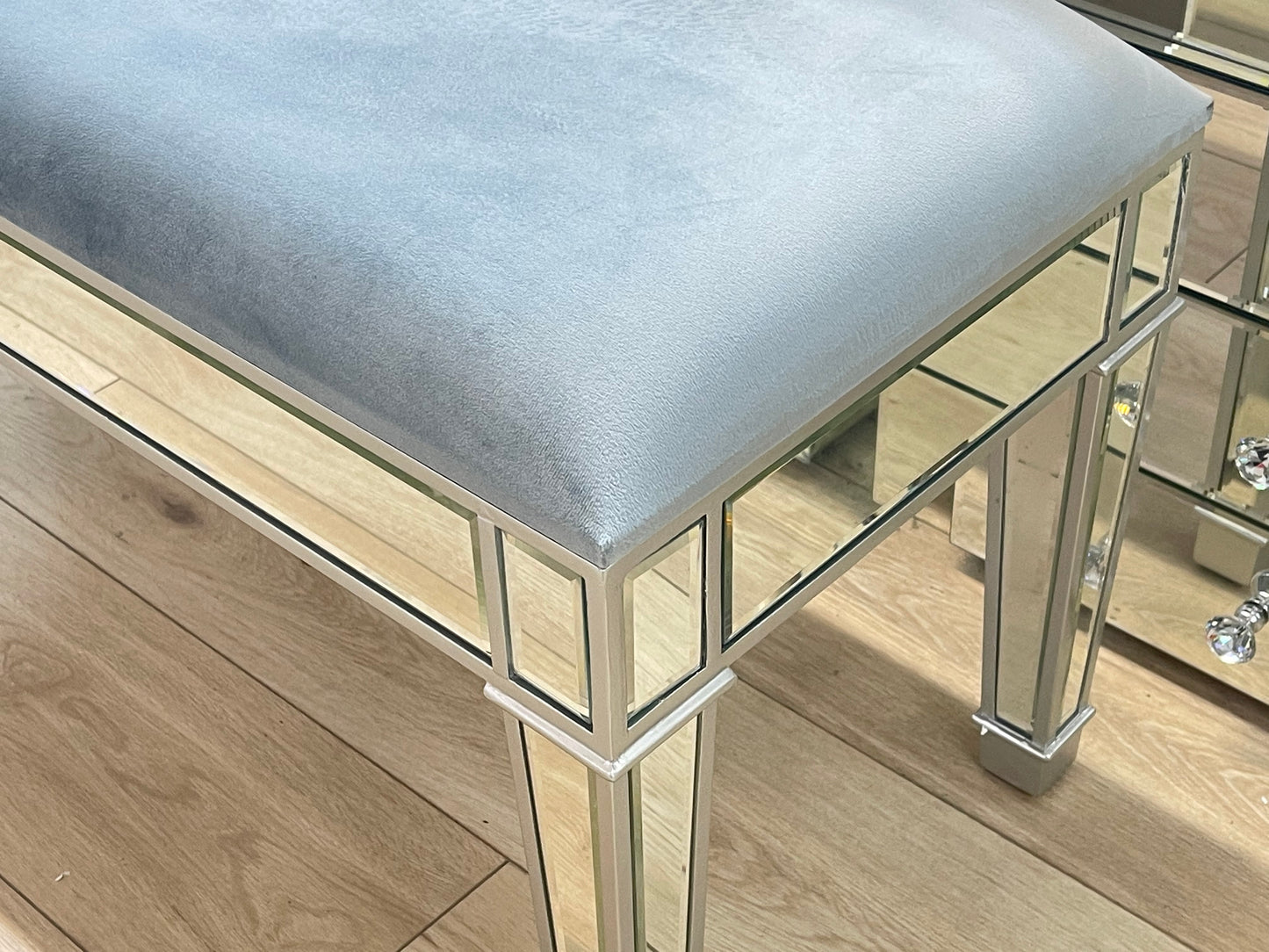 Long Mirrored Makeup Stool