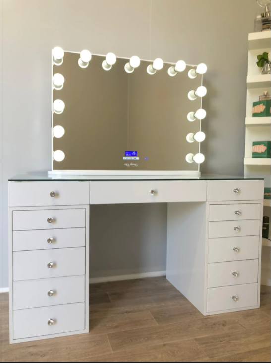 PRE-ORDER: MILA Rose Beauty Station + XL YSABEL Hollywood Makeup Mirror with LED Lights