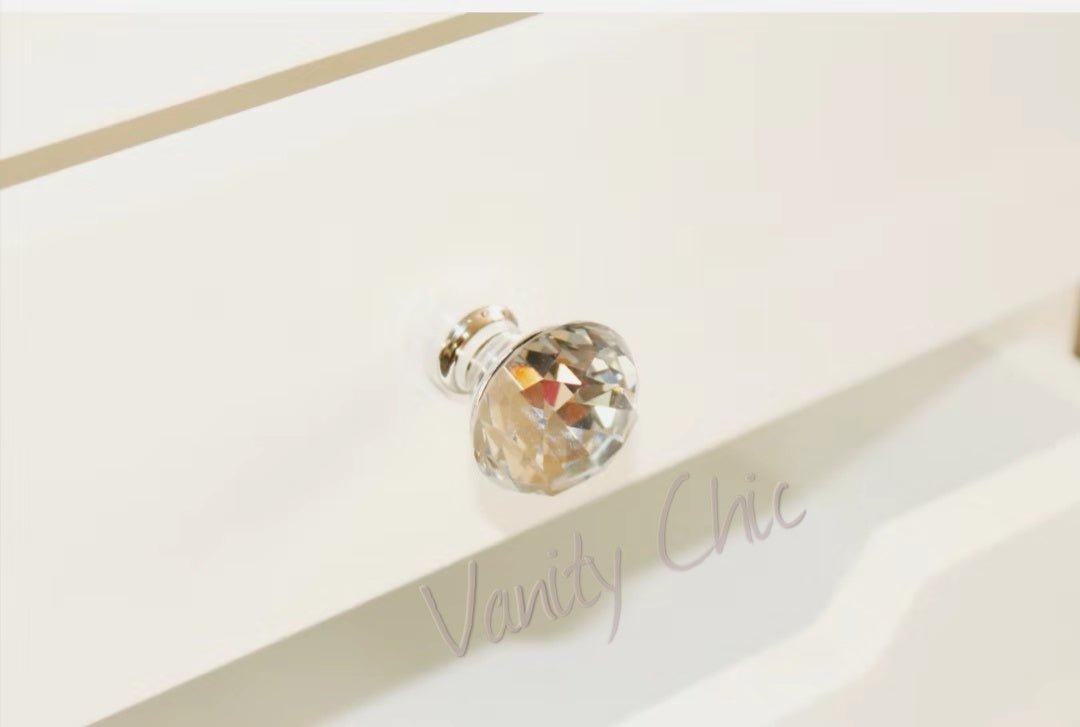 High Quality - 3 Drawers Coco Makeup Table with Clear Glass Top