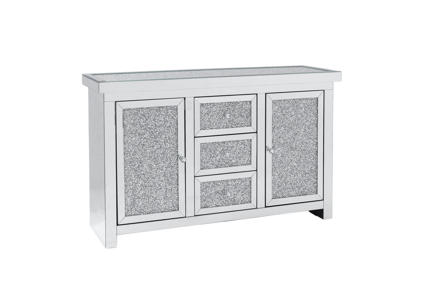 STOCK CLEARANCE - 5 Drawers Mirrored Chest / Cabinet with Crushed Diamonds