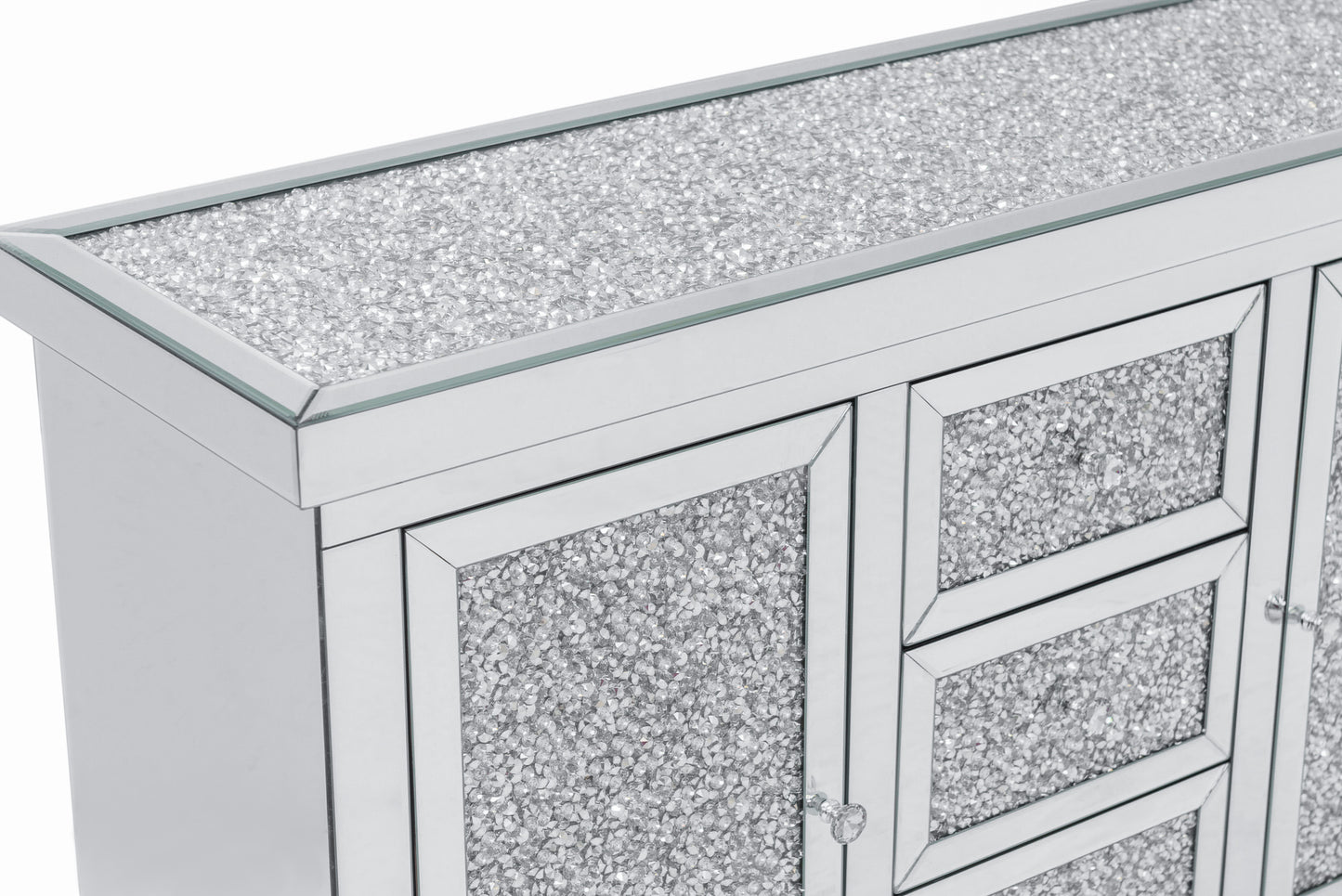STOCK CLEARANCE - 5 Drawers Mirrored Chest / Cabinet with Crushed Diamonds