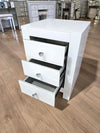 2 x 3 Drawers Mirrored Bedside Table - White