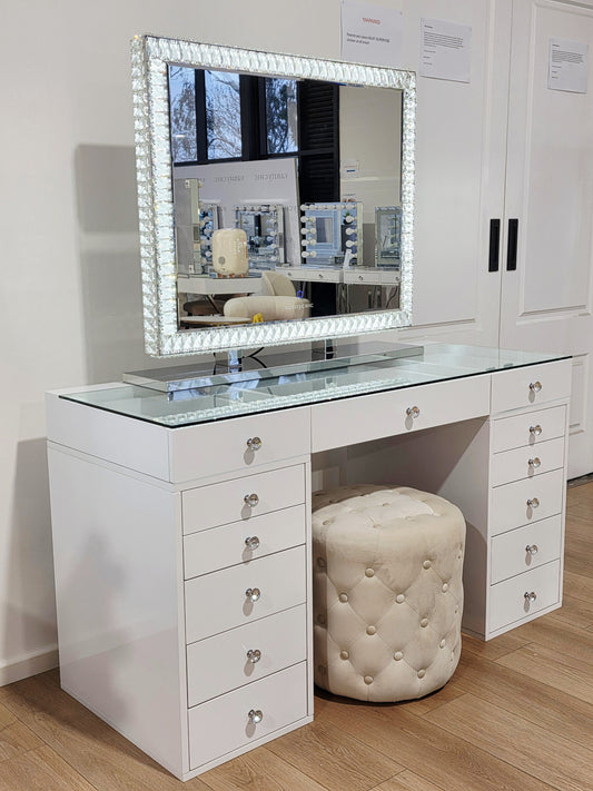 MILA ROSE Beauty Station + XL DiamondX Hollywood Makeup Mirror with Sensor Dimmer
