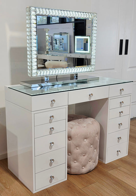 HIGH QUALITY - Mini Mila Rose Beauty Station + Large DiamondX Makeup Mirror with Tri-Lighting