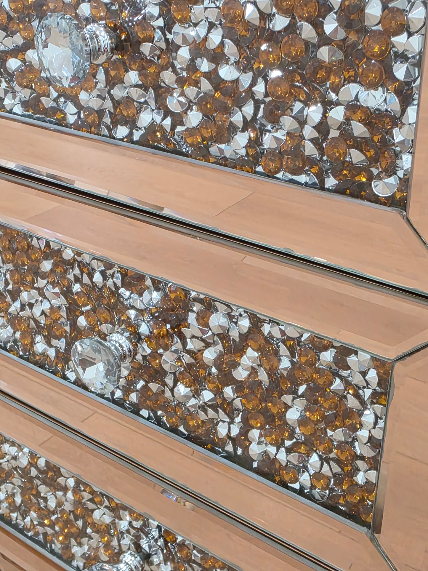 CLEARANCE - Rose Gold Crushed Diamond Style Mirrored Beauty Station