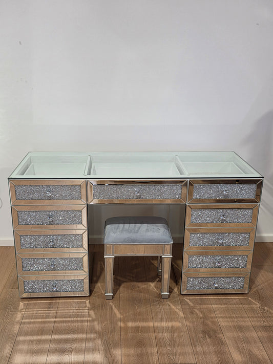 High Quality - L150cm Crushed Diamond Mirrored Table