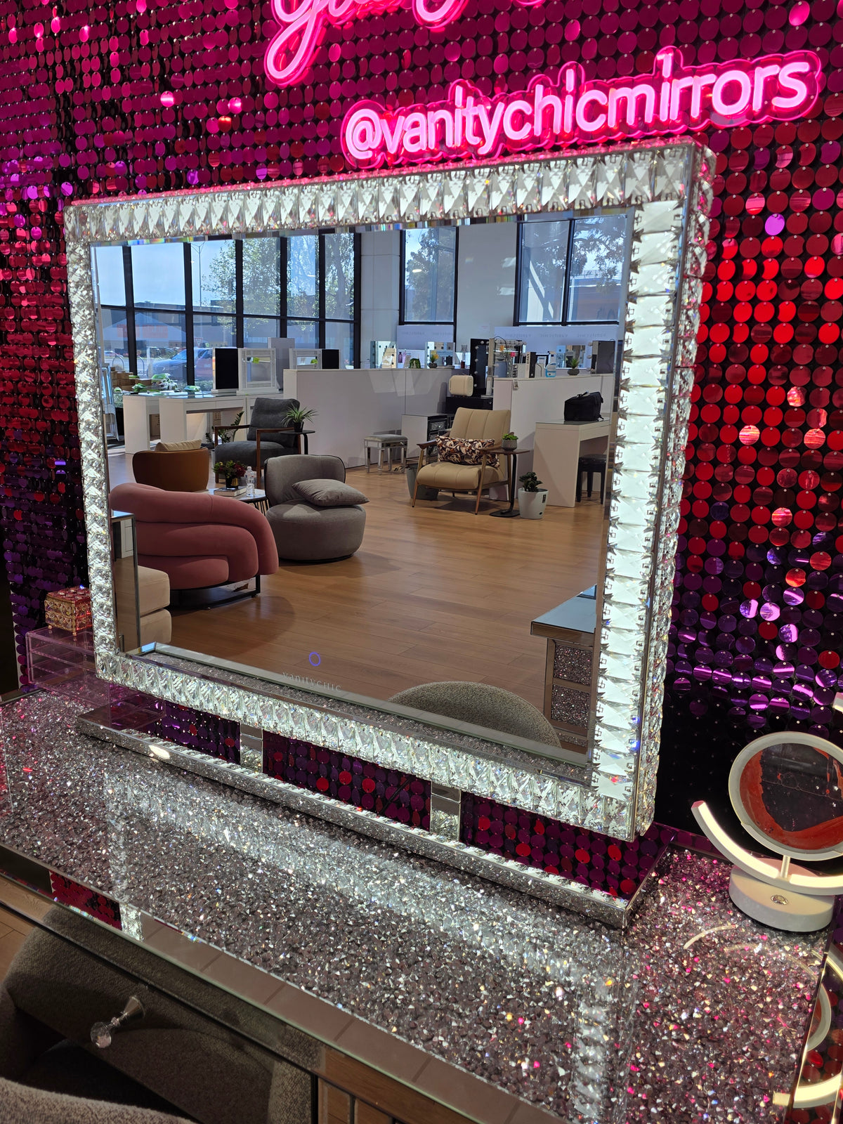 HIGH QUALITY - XL DiamondX Makeup Mirror with Sensor Dimmer + Tri-Lighting (L100cm x H80cm)