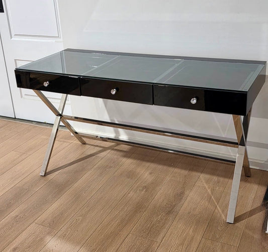 High Quality - 3 Drawers Coco Makeup Table with Clear Glass Top