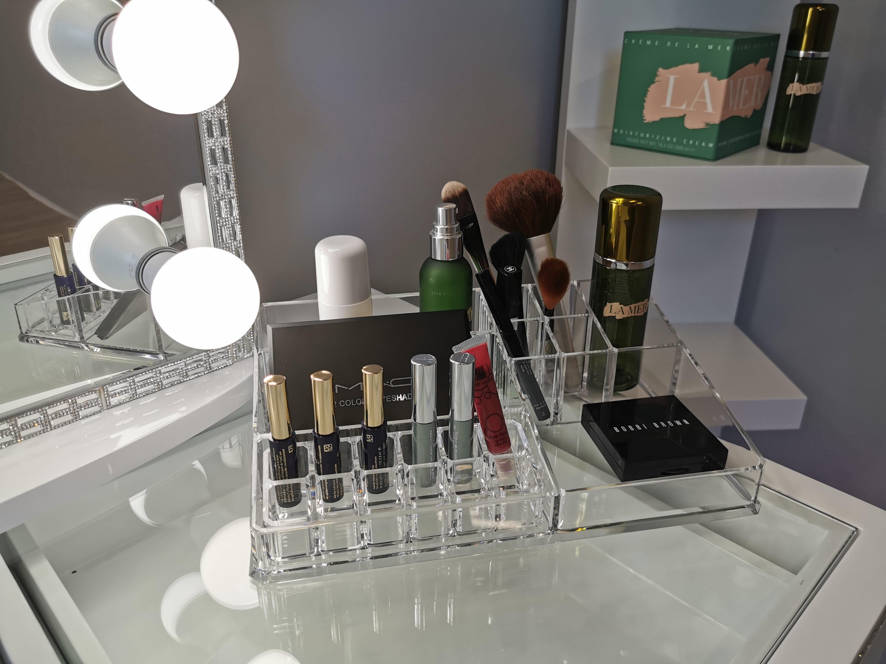 Clear Acrylic Makeup Organiser - Vanity Chic Mirrors