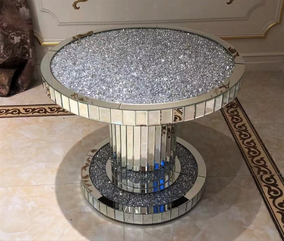 CLEARANCE! OLLIE Round Coffee Table with Crushed Diamonds