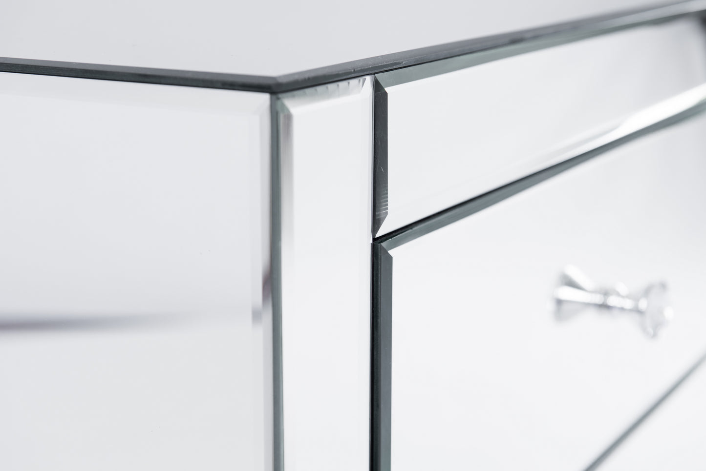 3 Drawers Mirrored Bedside Table - Silver