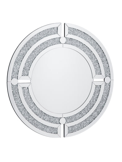Round Wall Mirror with Crushed Diamonds