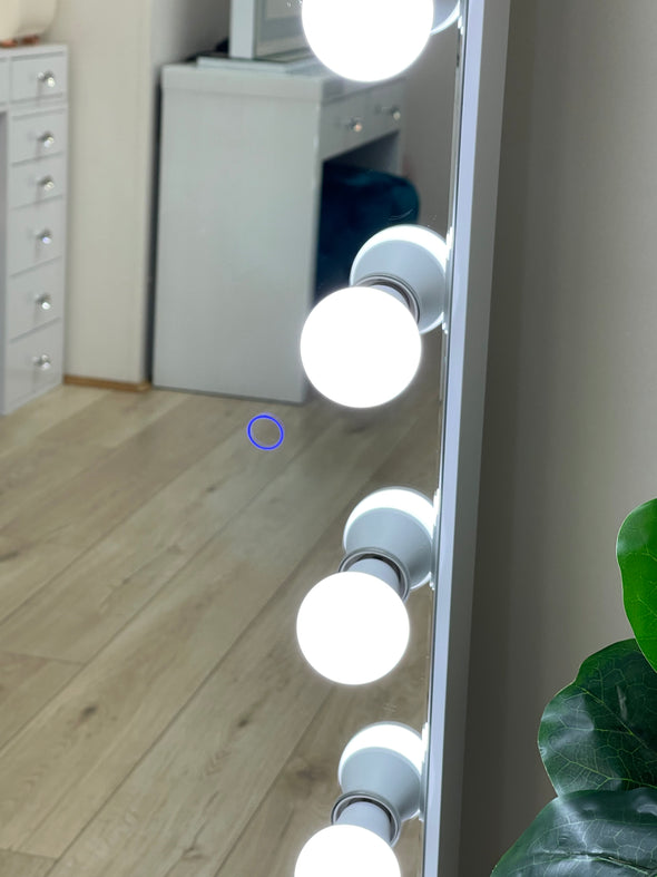 Hollywood Floor Mirror with Sensor Dimmer + Tri-Lights