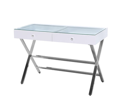 2 Drawers Coco Makeup Table with Clear Glass Top