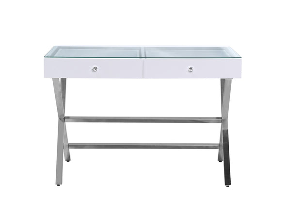 2 Drawers Coco Makeup Table with Clear Glass Top