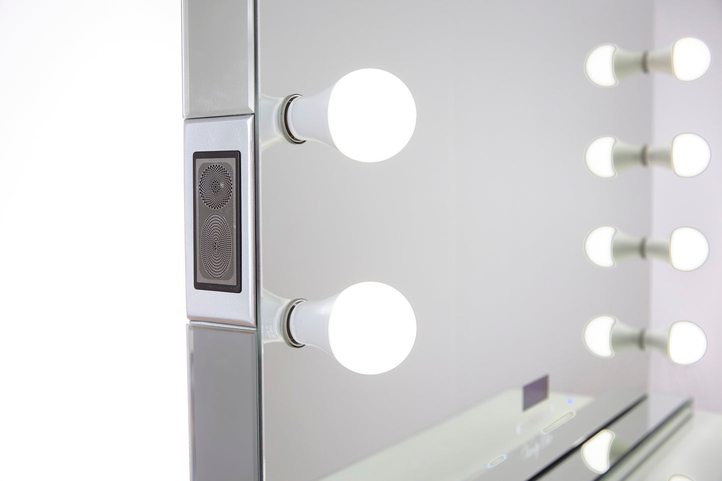L150cm Mirrored Josephine Beauty Station + XL Valentina Makeup Mirror with Bluetooth Speakers