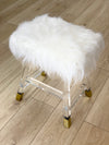 Furry Top Acrylic Makeup Stool / Chair - White